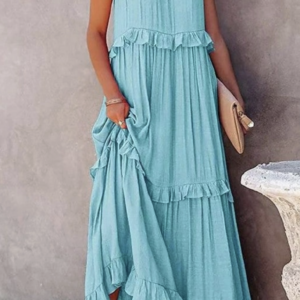 Beach Maxi Dress with Ruffle Hem